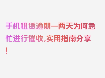 手机租赁逾期一两天为何急忙进行催收，实用指南分享！