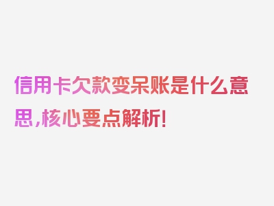 信用卡欠款变呆账是什么意思，核心要点解析！