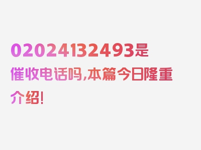 02024132493是催收电话吗，本篇今日隆重介绍!