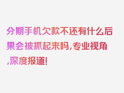 分期手机欠款不还有什么后果会被抓起来吗，专业视角，深度报道！