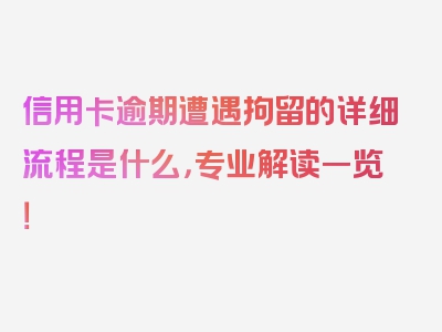 信用卡逾期遭遇拘留的详细流程是什么，专业解读一览！