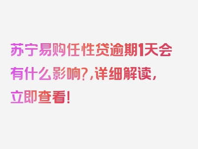 苏宁易购任性贷逾期1天会有什么影响?，详细解读，立即查看！