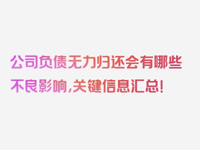 公司负债无力归还会有哪些不良影响，关键信息汇总！