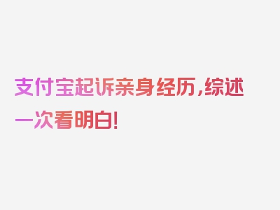 支付宝起诉亲身经历，综述一次看明白！