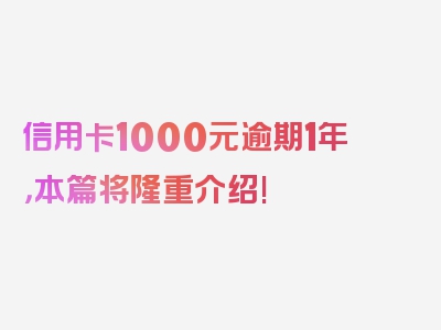 信用卡1000元逾期1年，本篇将隆重介绍!