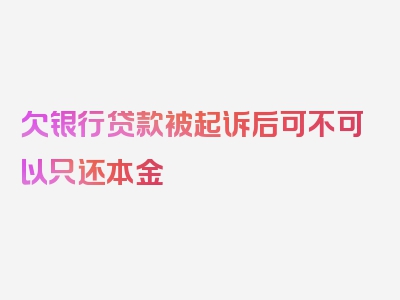 欠银行贷款被起诉后可不可以只还本金