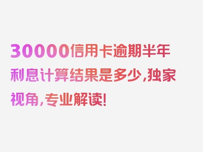 30000信用卡逾期半年利息计算结果是多少，独家视角，专业解读！