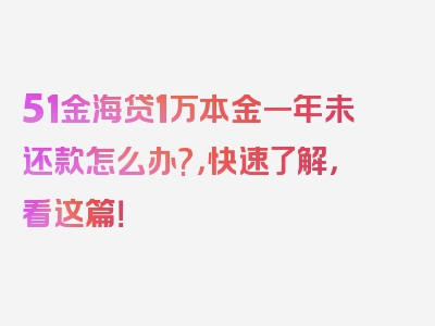 51金海贷1万本金一年未还款怎么办?，快速了解，看这篇！