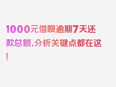 1000元借呗逾期7天还款总额，分析关键点都在这！