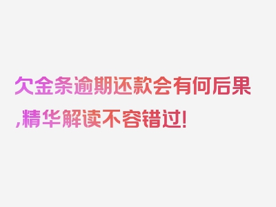 欠金条逾期还款会有何后果，精华解读不容错过！