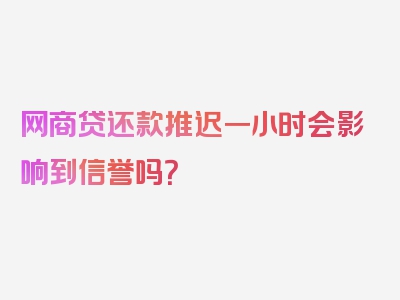 网商贷还款推迟一小时会影响到信誉吗？