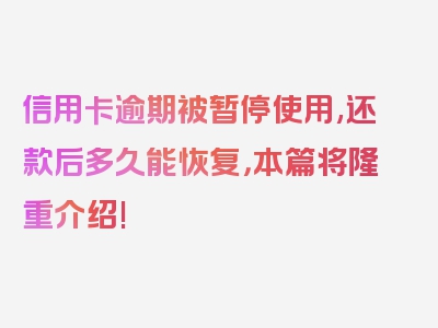 信用卡逾期被暂停使用,还款后多久能恢复，本篇将隆重介绍!