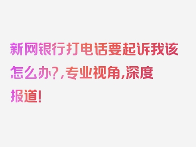 新网银行打电话要起诉我该怎么办?，专业视角，深度报道！