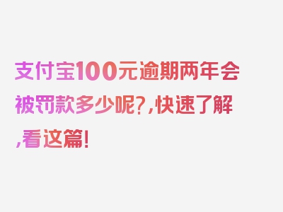 支付宝100元逾期两年会被罚款多少呢?，快速了解，看这篇！