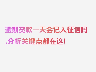 逾期贷款一天会记入征信吗，分析关键点都在这！