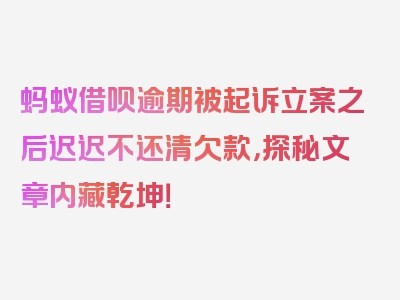 蚂蚁借呗逾期被起诉立案之后迟迟不还清欠款，探秘文章内藏乾坤！