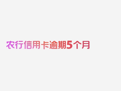 农行信用卡逾期5个月