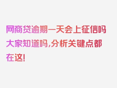 网商贷逾期一天会上征信吗大家知道吗，分析关键点都在这！