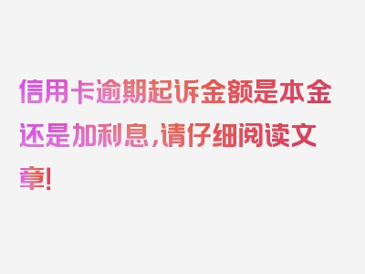 信用卡逾期起诉金额是本金还是加利息，请仔细阅读文章！