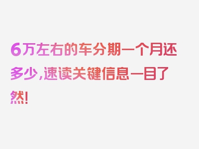 6万左右的车分期一个月还多少，速读关键信息一目了然！