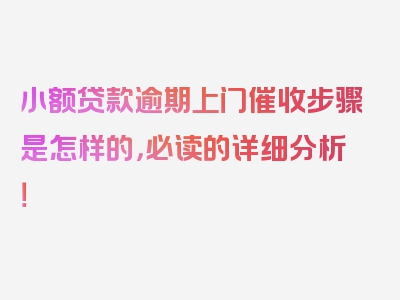 小额贷款逾期上门催收步骤是怎样的，必读的详细分析！