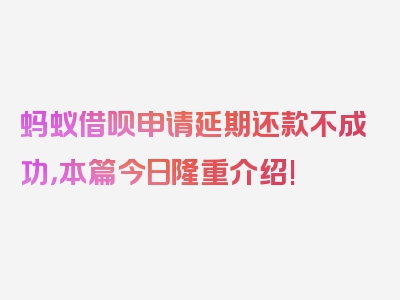 蚂蚁借呗申请延期还款不成功，本篇今日隆重介绍!