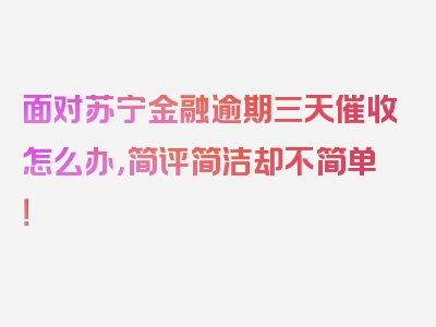 面对苏宁金融逾期三天催收怎么办，简评简洁却不简单！