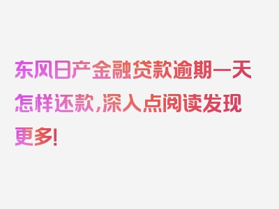 东风日产金融贷款逾期一天怎样还款，深入点阅读发现更多！