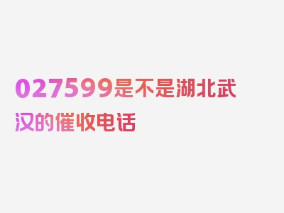 027599是不是湖北武汉的催收电话