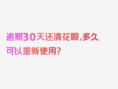 逾期30天还清花呗，多久可以重新使用？