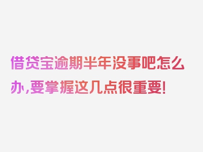 借贷宝逾期半年没事吧怎么办，要掌握这几点很重要！