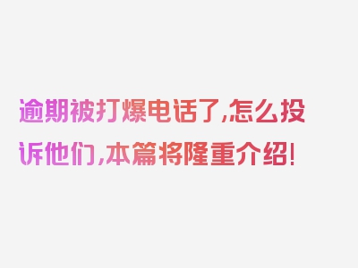 逾期被打爆电话了,怎么投诉他们，本篇将隆重介绍!