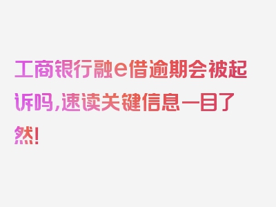 工商银行融e借逾期会被起诉吗，速读关键信息一目了然！