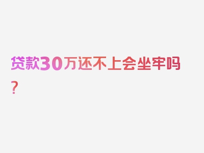 贷款30万还不上会坐牢吗？