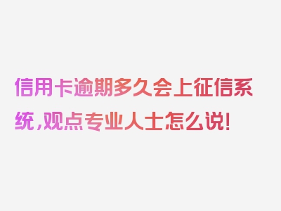 信用卡逾期多久会上征信系统，观点专业人士怎么说！