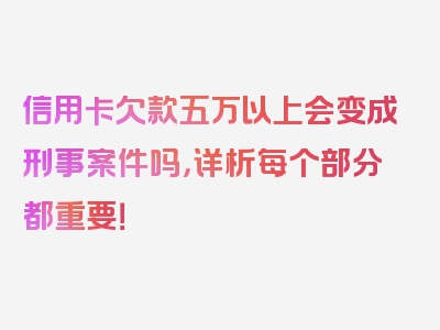 信用卡欠款五万以上会变成刑事案件吗，详析每个部分都重要！