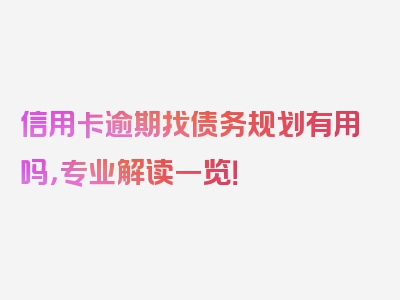 信用卡逾期找债务规划有用吗，专业解读一览！