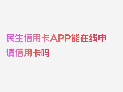 民生信用卡APP能在线申请信用卡吗