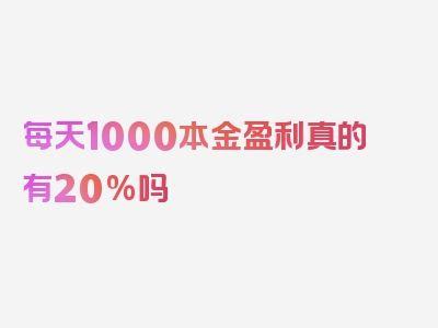 每天1000本金盈利真的有20%吗