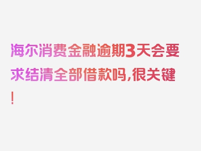 海尔消费金融逾期3天会要求结清全部借款吗，很关键!