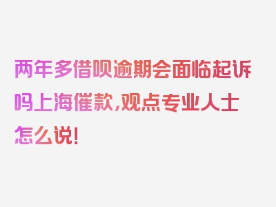 两年多借呗逾期会面临起诉吗上海催款，观点专业人士怎么说！