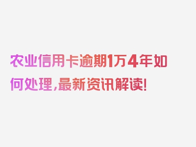 农业信用卡逾期1万4年如何处理，最新资讯解读！