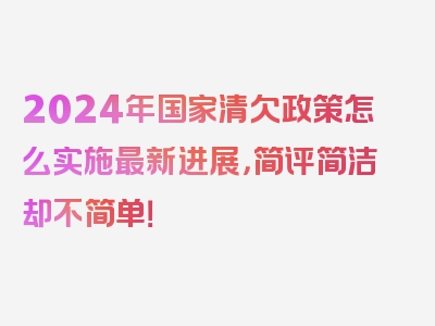 2024年国家清欠政策怎么实施最新进展，简评简洁却不简单！