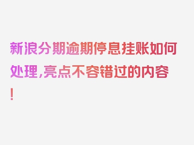 新浪分期逾期停息挂账如何处理，亮点不容错过的内容！