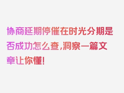 协商延期停催在时光分期是否成功怎么查，洞察一篇文章让你懂！