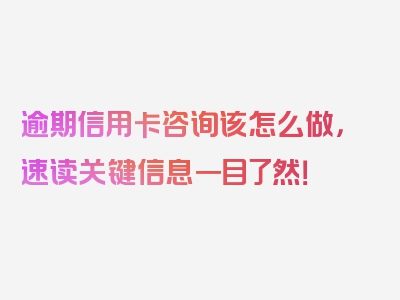 逾期信用卡咨询该怎么做，速读关键信息一目了然！