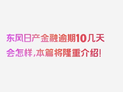 东风日产金融逾期10几天会怎样，本篇将隆重介绍!