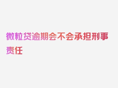 微粒贷逾期会不会承担刑事责任