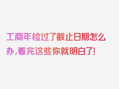 工商年检过了截止日期怎么办，看完这些你就明白了!