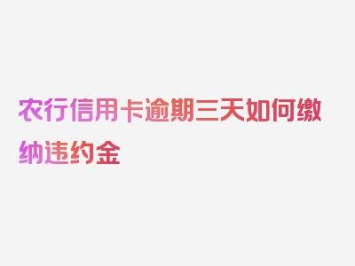 农行信用卡逾期三天如何缴纳违约金